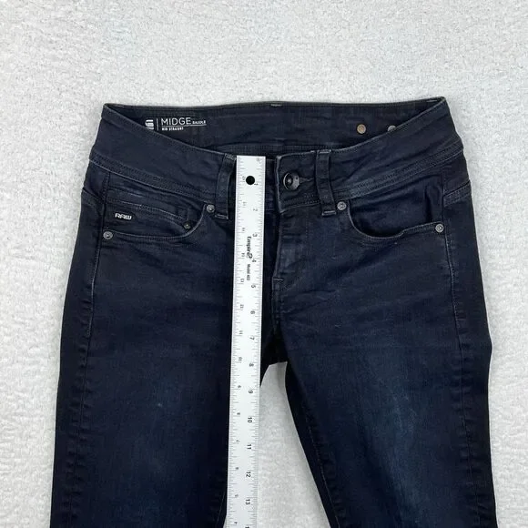 G Star Raw Jeans‎ Womens 28x30 Dark Blue Wash Midge Saddle Mid Straight Denim - Picture 10 of 16